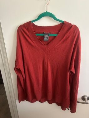 Matty M Red V-Neck Women's Sweater